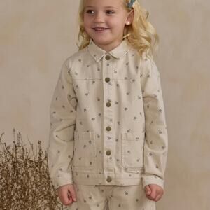 Rylee + Cru Denim Chore Coat Blue Daisy Toddler Girls Size 4-5 100% Cotton